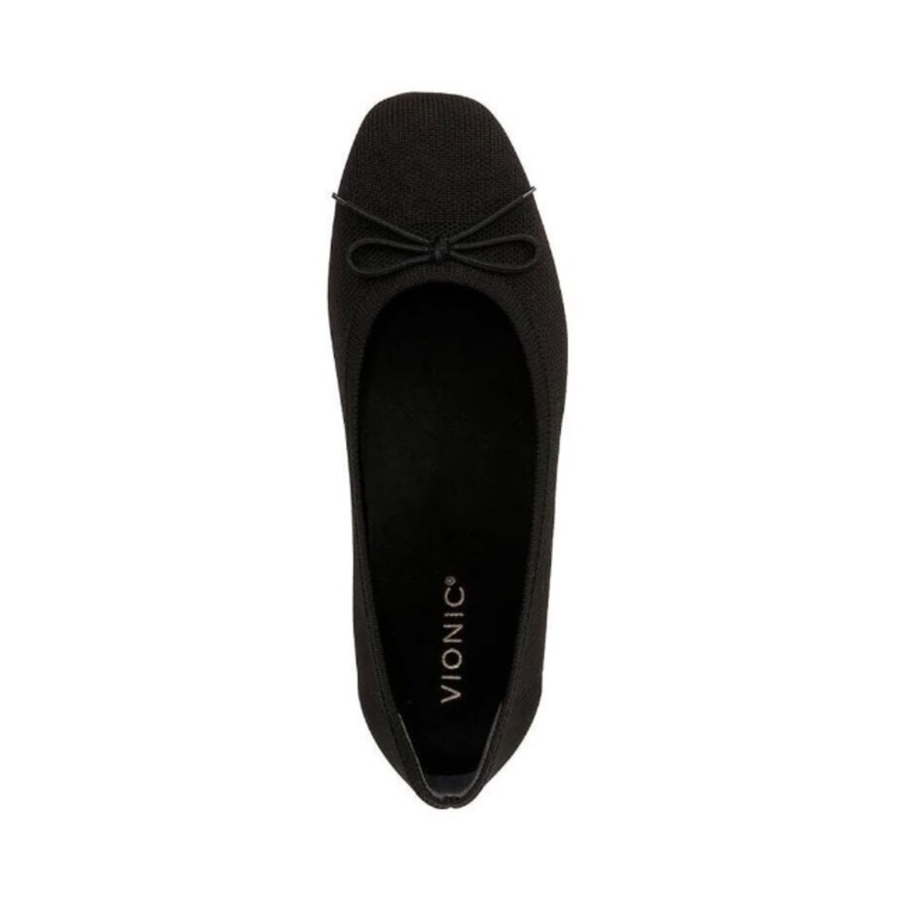 Vionic Klara Knit Ballet Flat 9.5 Black Square Toe Bow Slip-On Balletcore Office - Picture 10 of 16